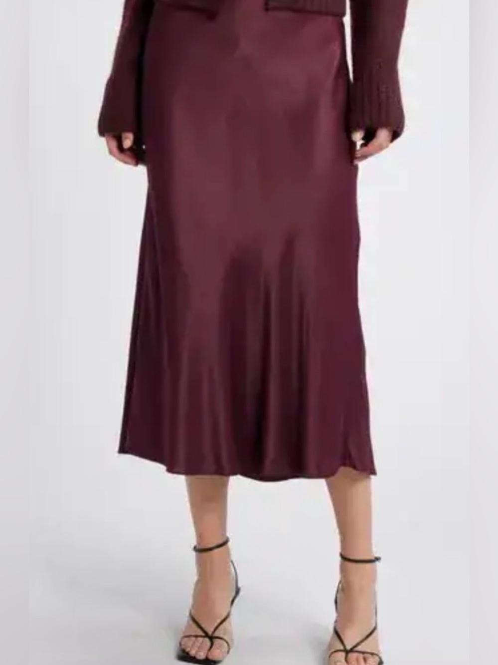 & Other Stories Burgundy Maxi Slip Skirt 0